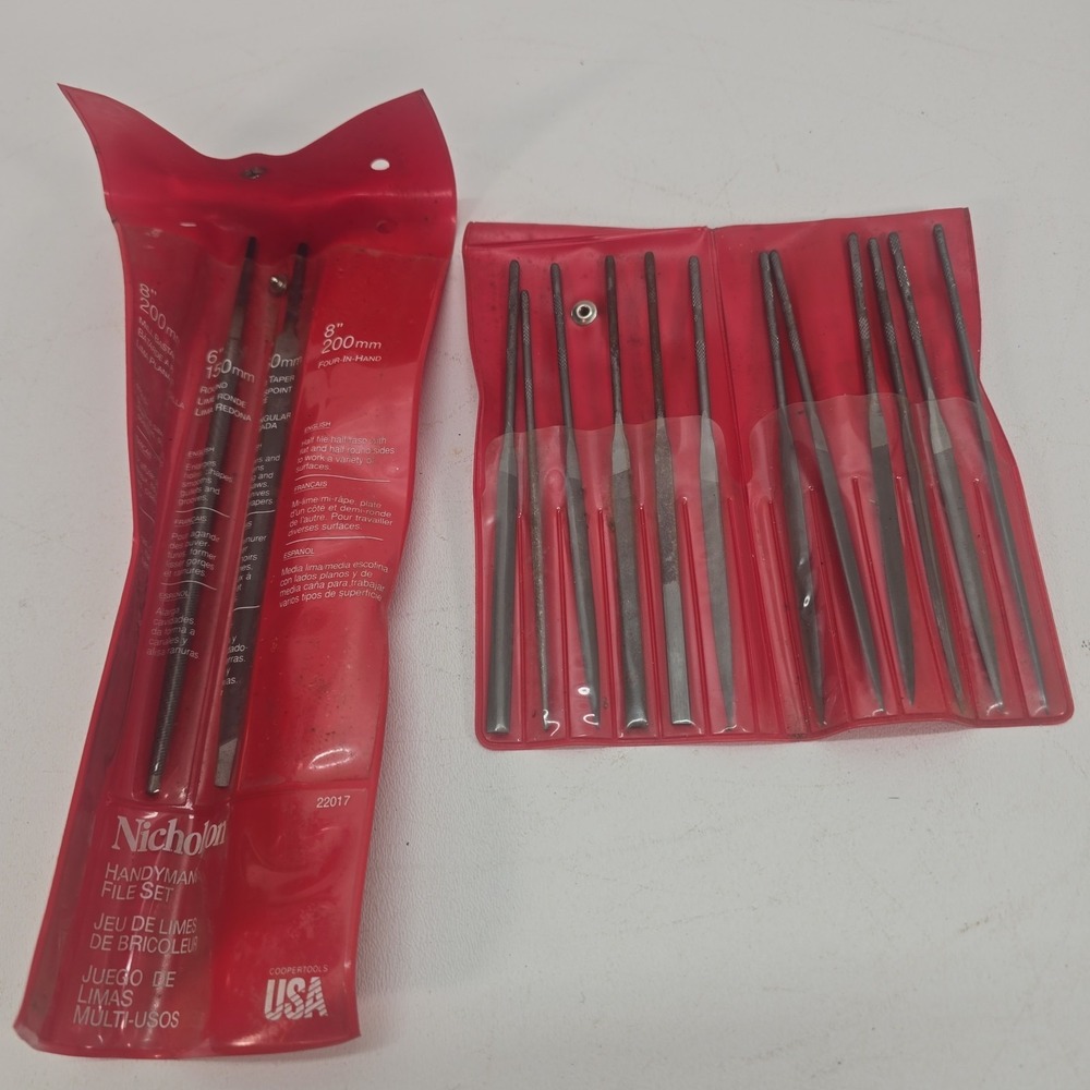 Nicholson USA 12 Piece Round Handle Needle File Set XF X.F. X-F Swiss + 2 Other